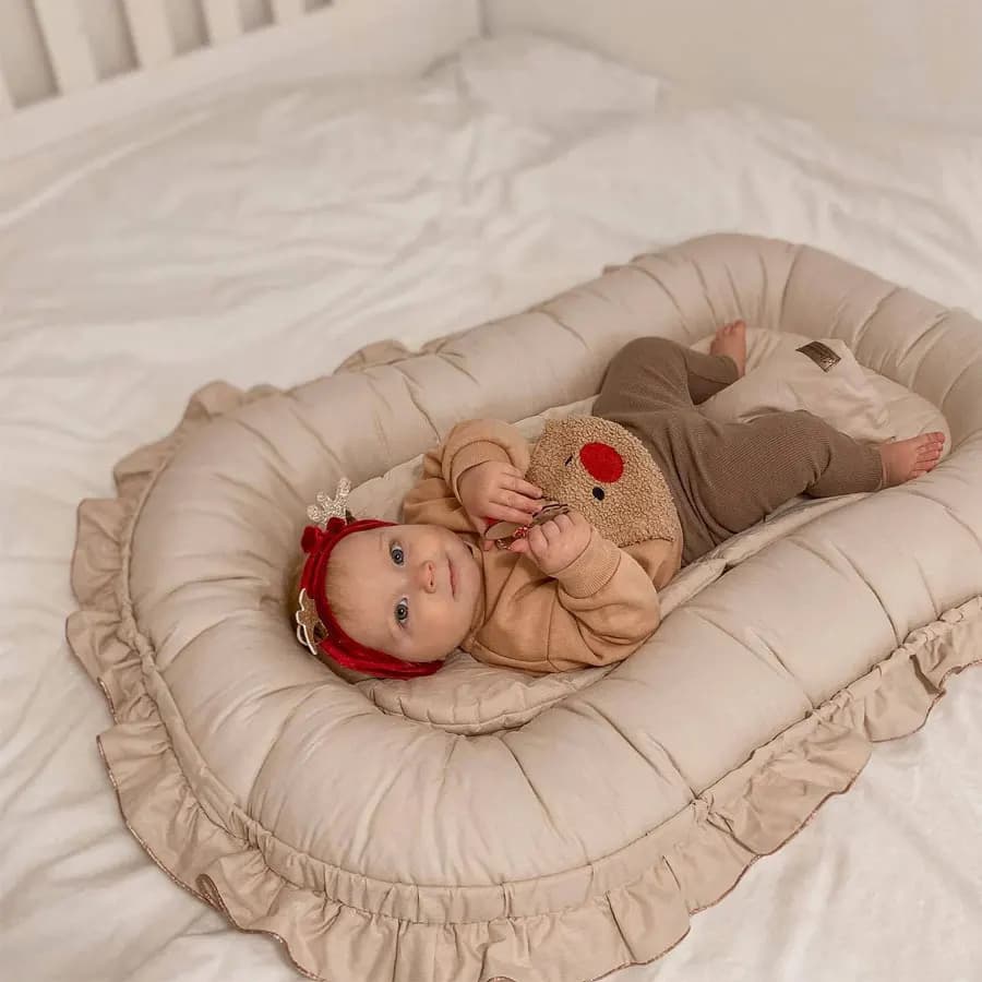 Culla per bambini in cotone con pizzo a vento, letto centrale per bambini, anti-startle, letto biomimetico per neonato, lettino per dormire portatile