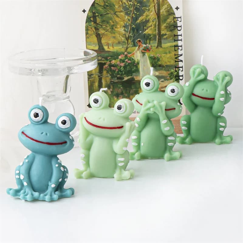 3D Cartoon Frog Silicone Candle Mold - DIY Animal Frog Toad Aromatherapy Plaster Resin Casting for Home Decor Crafts