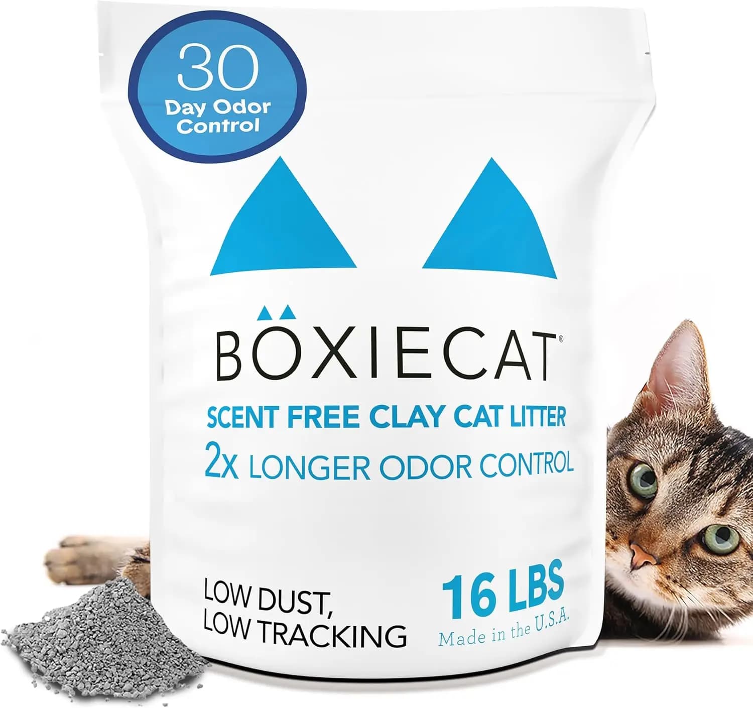 Lettiera per Gatti Agglomerante Senza Profumo, Controllo Odori per 30 Giorni, 7,2 kg, 99,9% Senza Polvere, Agglomerati Piatti e Duri, Senza Fragranze