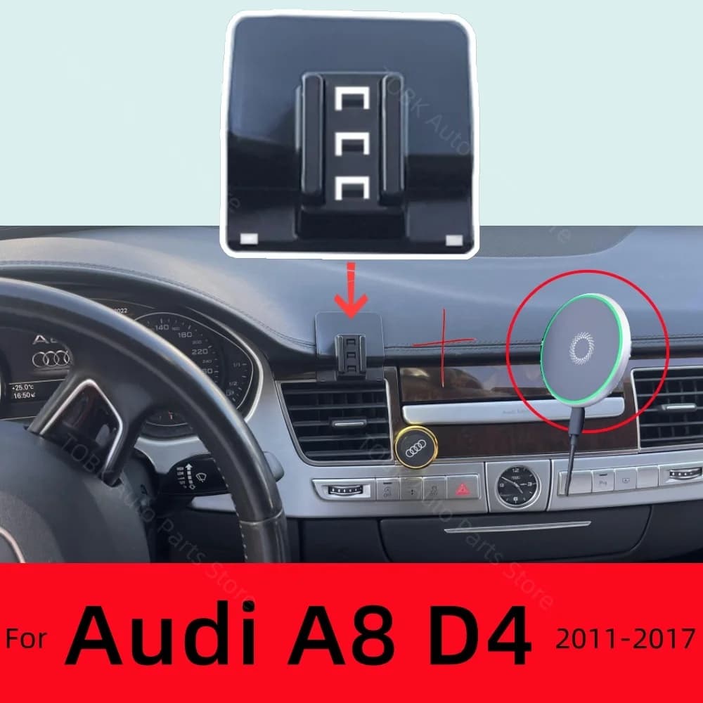 Supporto magnetico per telefono per auto per Audi A8 D4 2011-2017 2014 2015 2016 Ricarica wireless Speciale staffa fissa Base MagSafe Mount