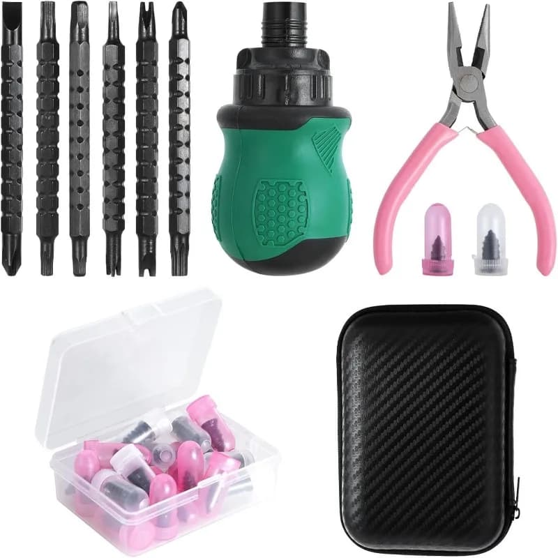 Set di Attrezzi per Riparazione Pneumatici, Kit di Riparazione Gomme, Set di Emergenza per Auto, Strumenti Portatili per Manutenzione