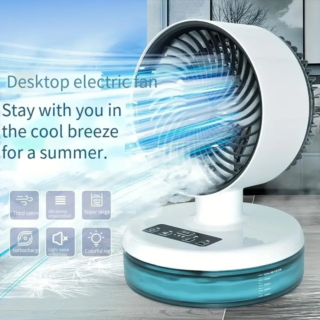 Ventola di raffreddamento a spruzzo mini ventilatore elettrico spray da tavolo domestico Ventola di illuminazione ambientale mini ventola di umidificazione mobile portatile