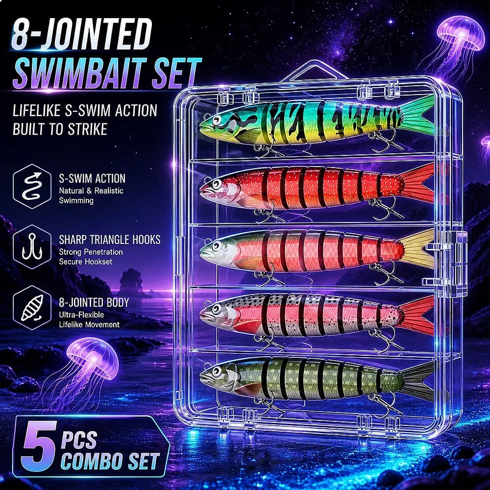 3pcs/5pcs/10Pcs Far Casting Hard 8 Segment Multi Section Swimbaits Full Sinking Pencil Shaped Bionic Realistic Bass Trout Pesca