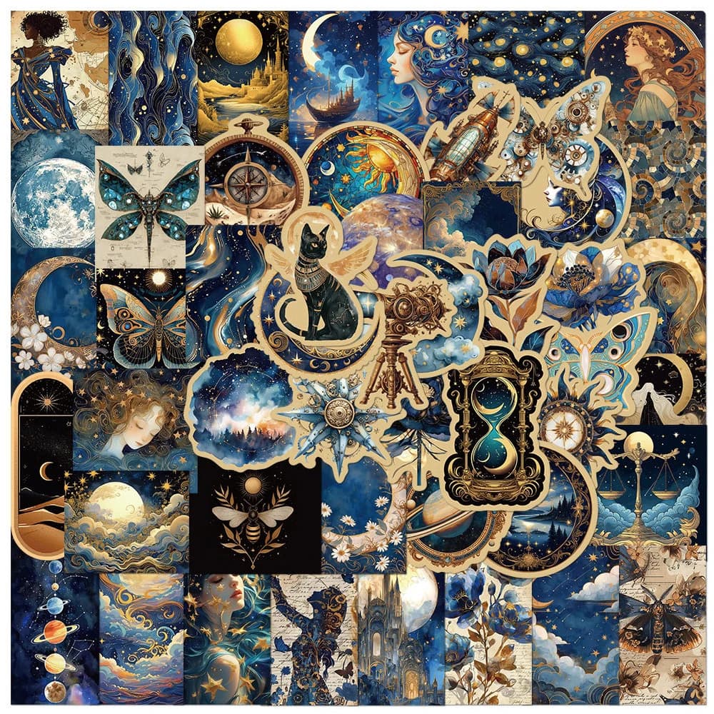 50 adesivi retrò astronomia universo pianeti adesivi galassia luna astrologia estetica decalcomanie adesivo per valigia telefono notebook