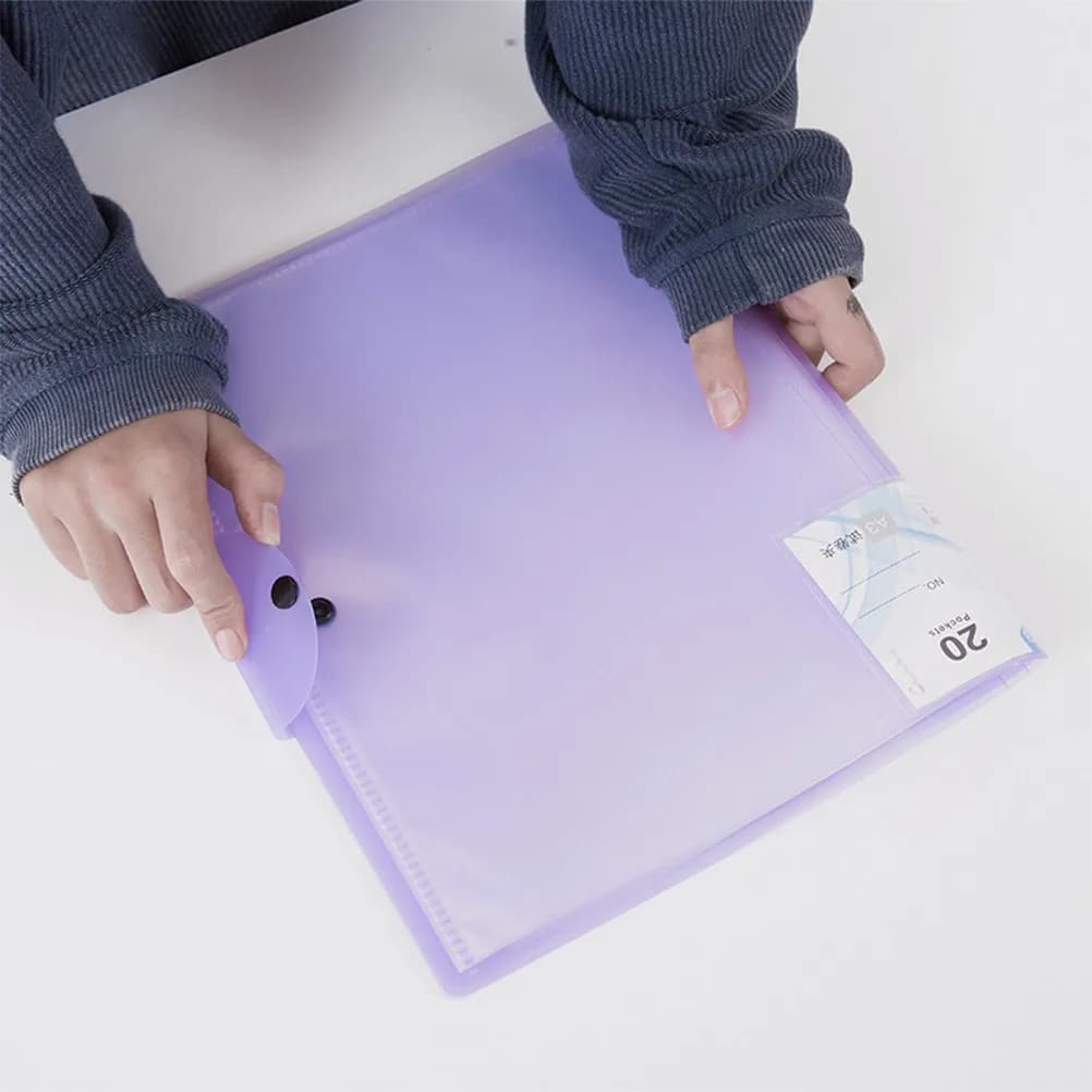 Transparent Thickened A3 File Folder with Non-Slip Locking Bar for Exam Papers Documents Music Books School Office