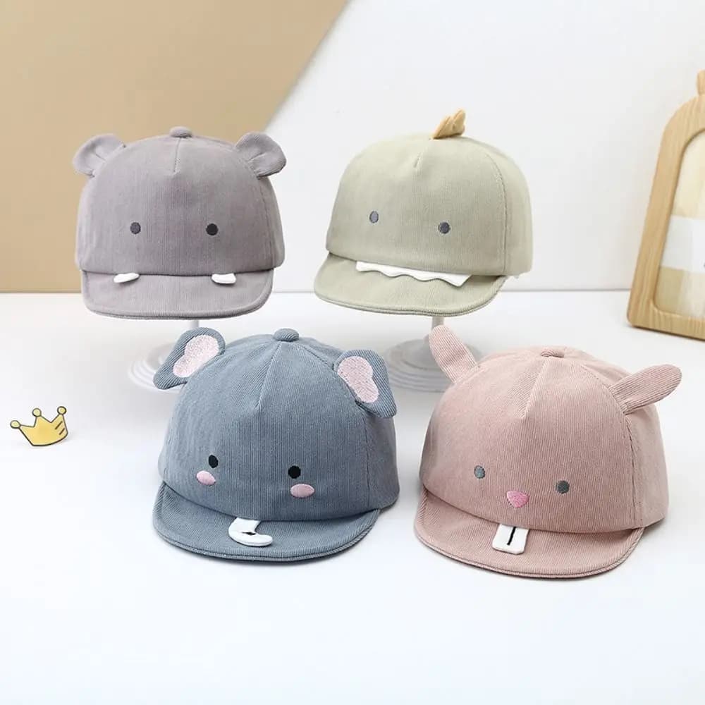 Cappello da baseball per bambini con animali carini, tinta unita, tesa morbida, berretto con visiera per neonati, regolabile, confortevole, per bambini, cappelli da sole per ragazzi