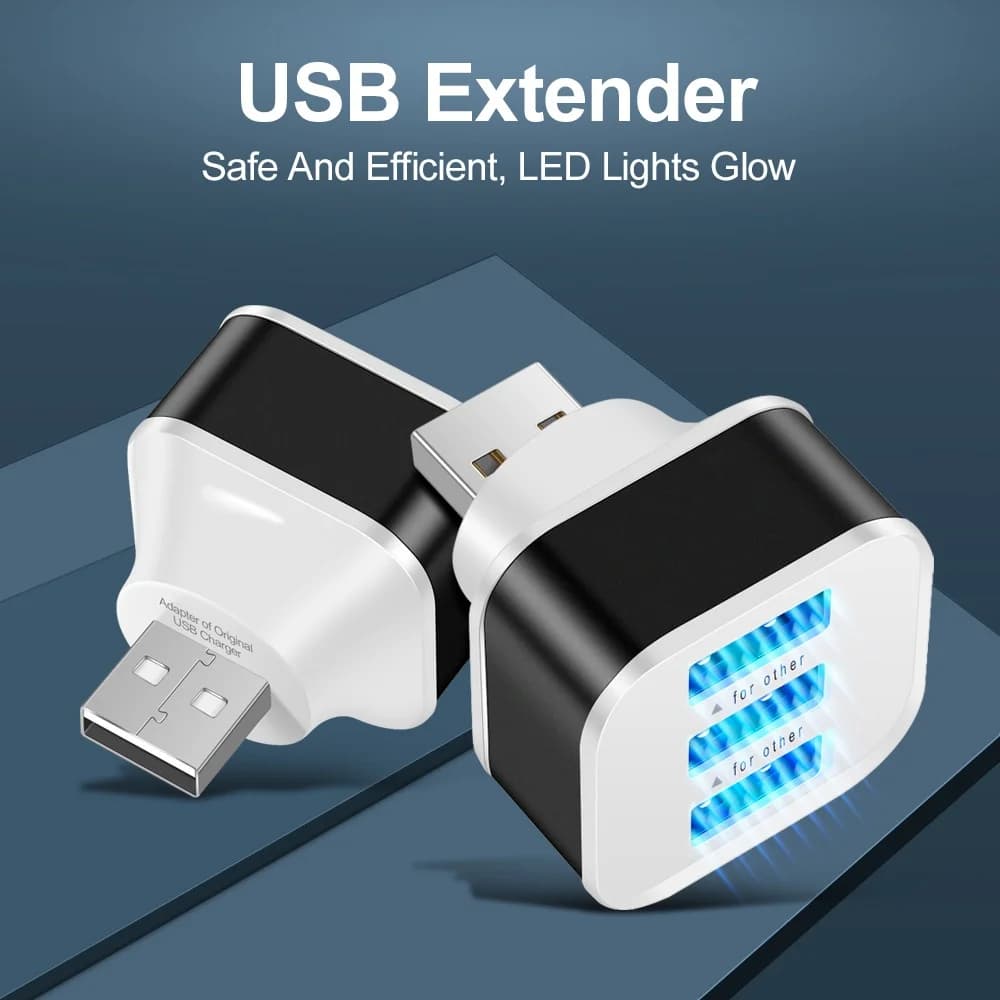 Adattatore per slot USB a 3 porte USB 3 in 1 Estensore per interfaccia USB multipla Accessori per elettronica automatica Adattatore per caricabatterie per laptop per tablet