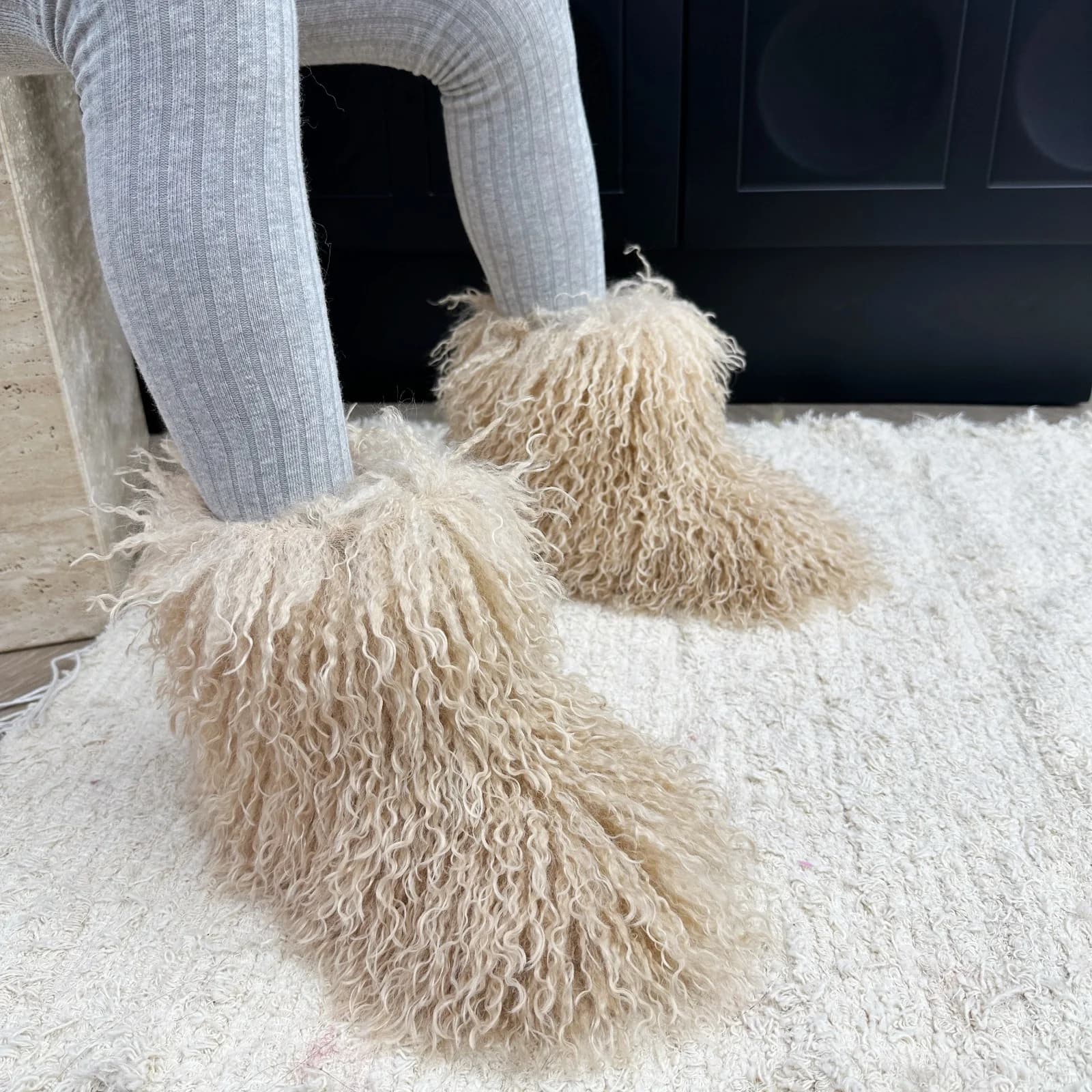 Stivali di Lusso con Pelliccia Spessa per Bambina, Caldi e Soffici, Nuovi Stivaletti Invernali con Punta Tonda, Slip-on per Esterno
