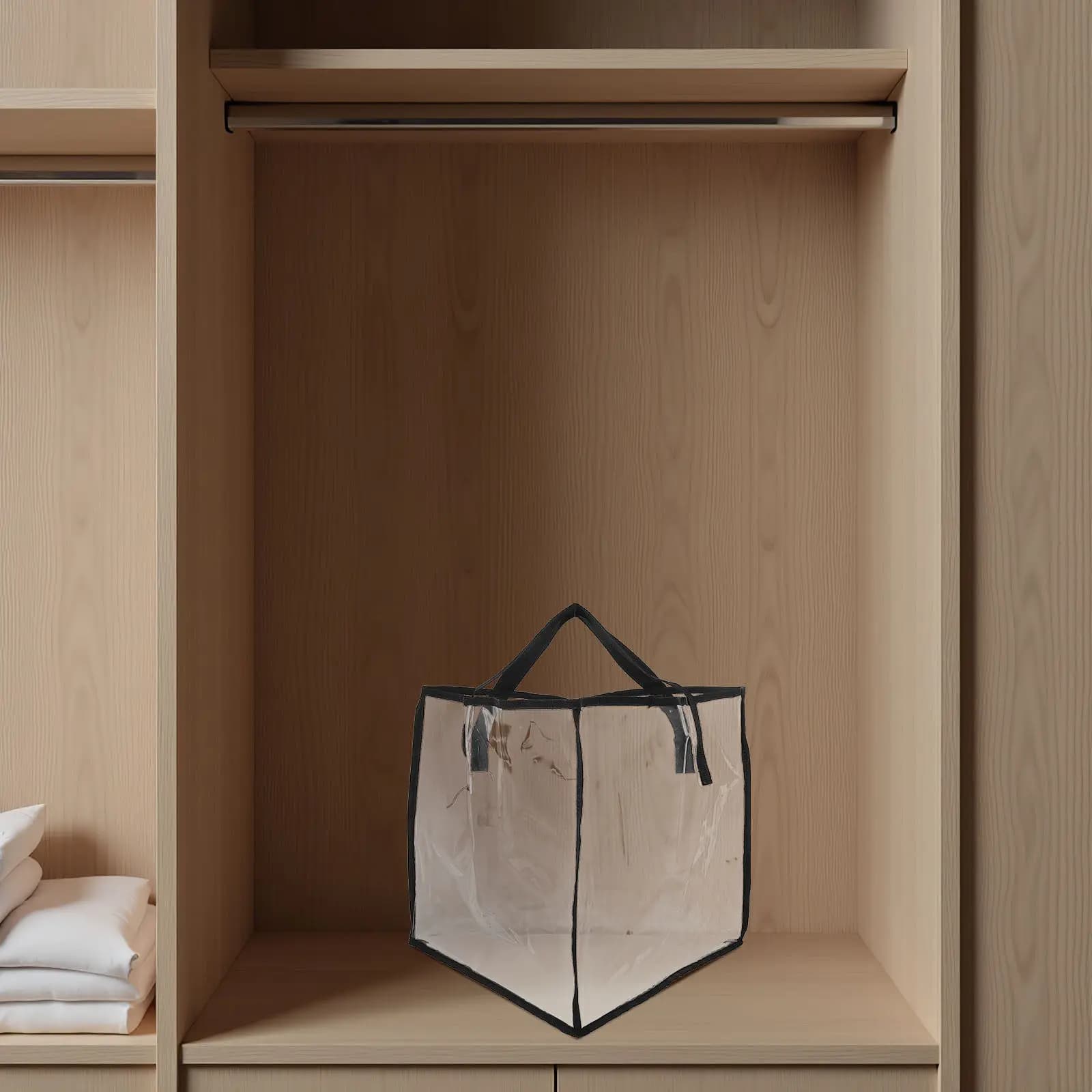 2Pcs Clothes Hanger Organizer Bag Triangular Shape Foldable Space Saving for Wardrobe Laundry Dormitory Storage