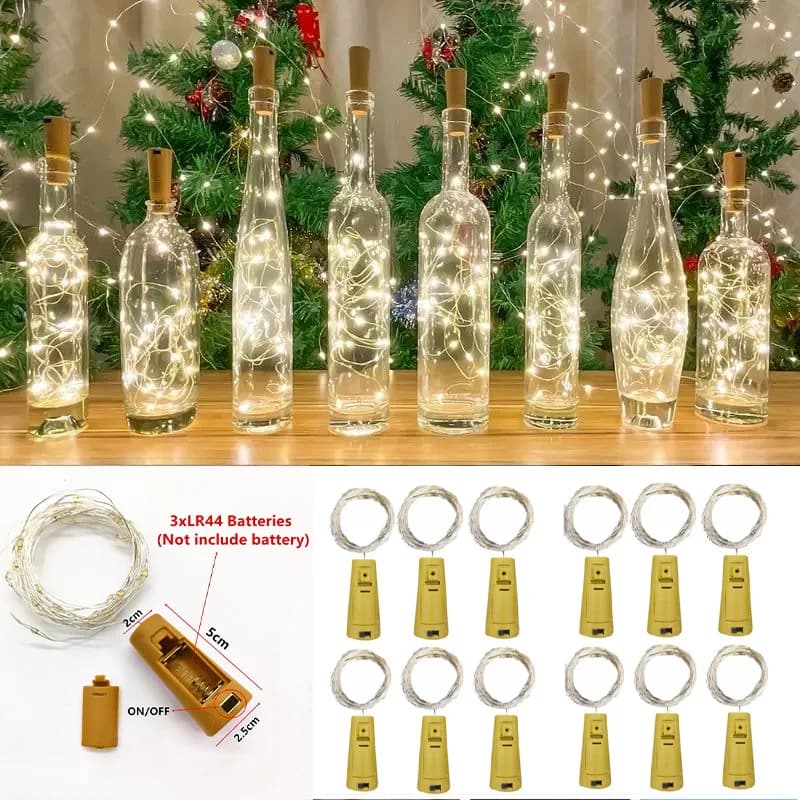 6 pezzi 20led bottiglia di vino con bottiglia di sughero led string lucine batteria sughero per feste matrimonio Natale Halloween bar decori