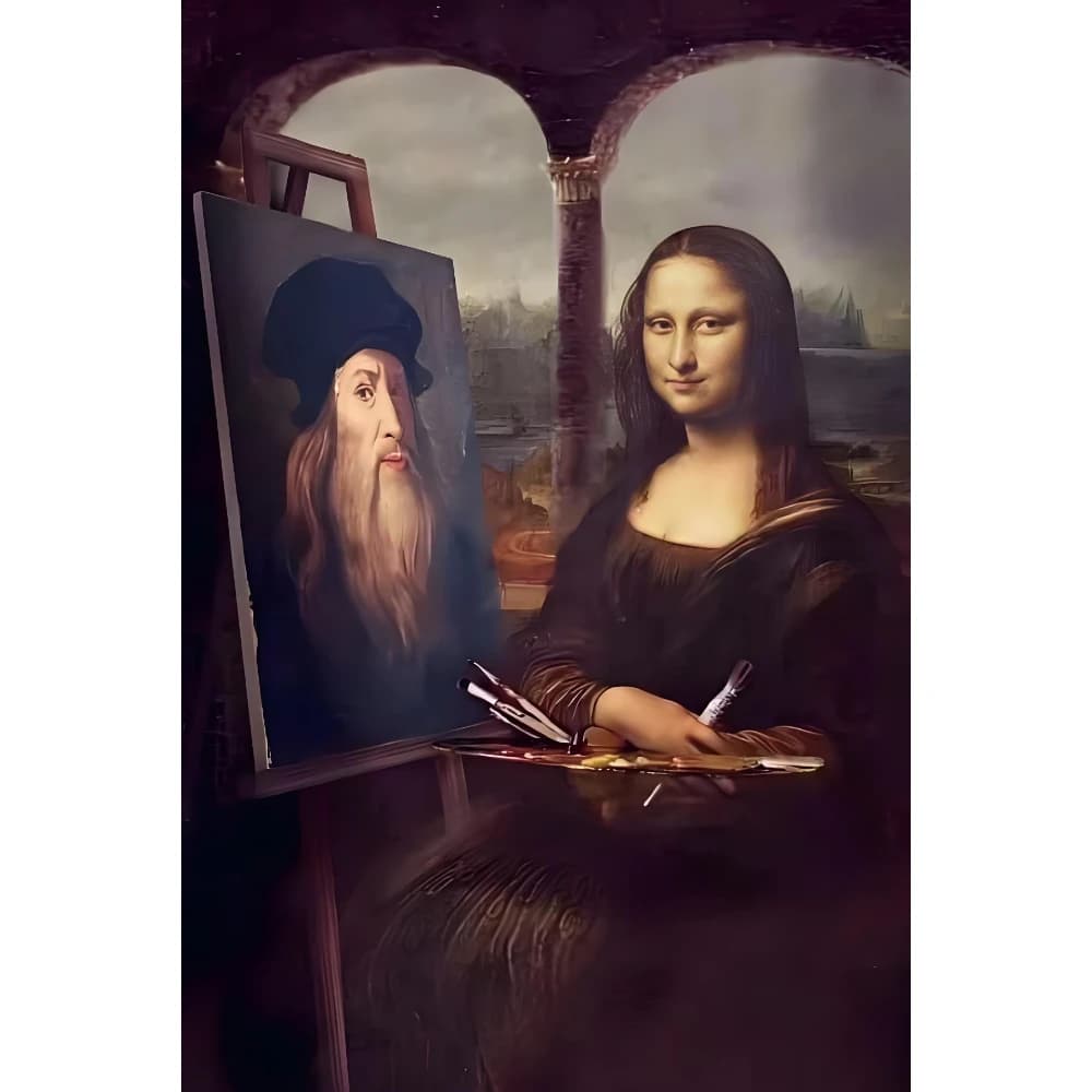 Classic Mona Lisa Parody Portrait Diamond Painting By Numbers on Diamond Home Decor for Living Room Bedroom Handmade Hobby Gif