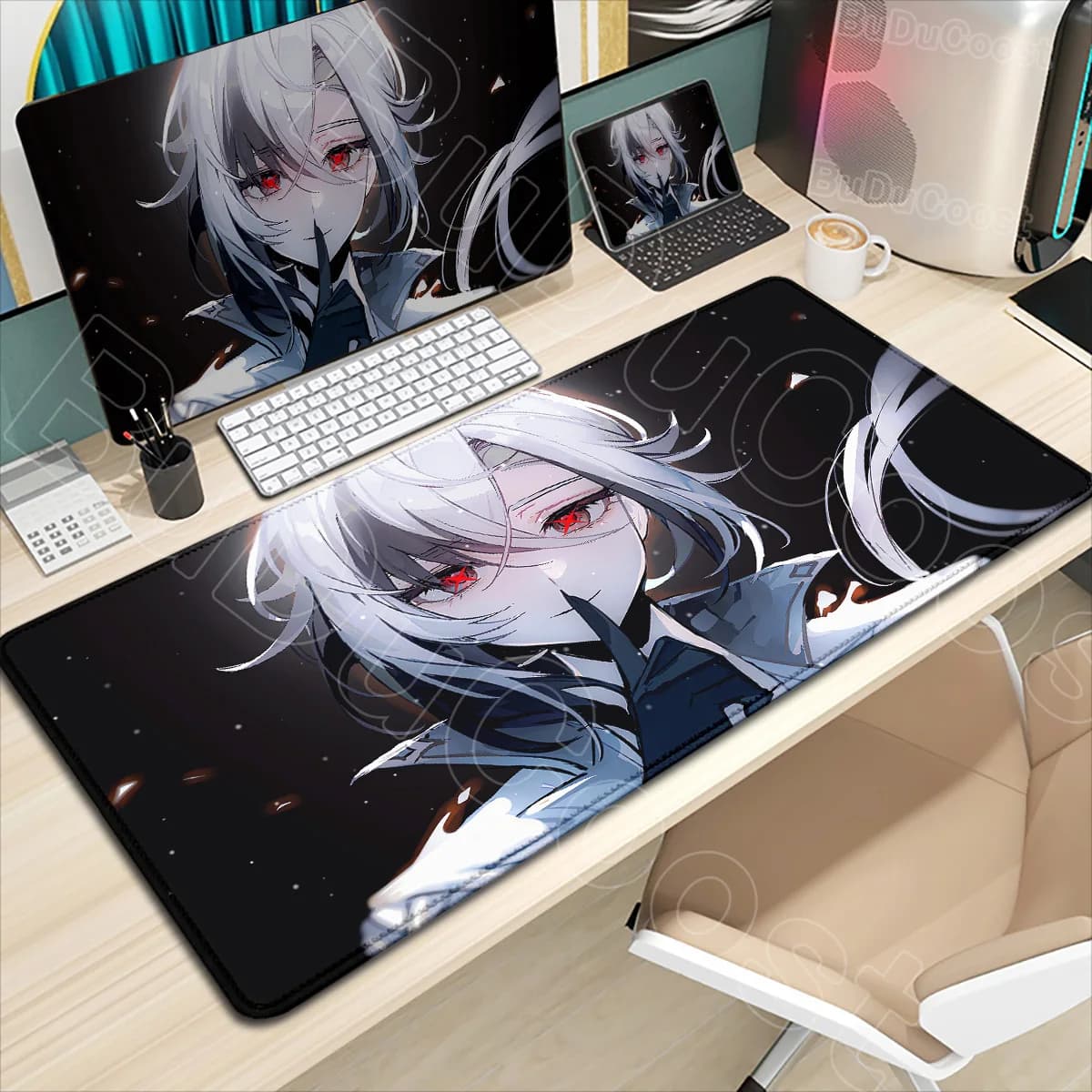Troppi bellissime immagini Genshin Impact Arlecchino Mousepad Laptop PC Gaming Mouse Pad Tappetino da scrivania di grandi dimensioni Tappeto morbido per tastiera