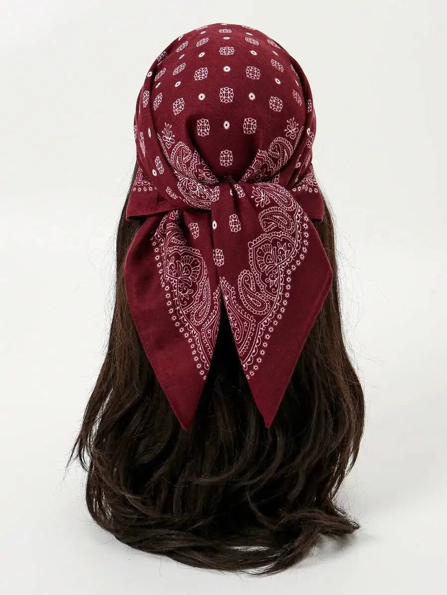 1pc Simple Printed 70cm Square Scarf, New Spring Bandana For Women, Versatile Waist Belt, Bag Decor, Headband, Fashion Neckerchi