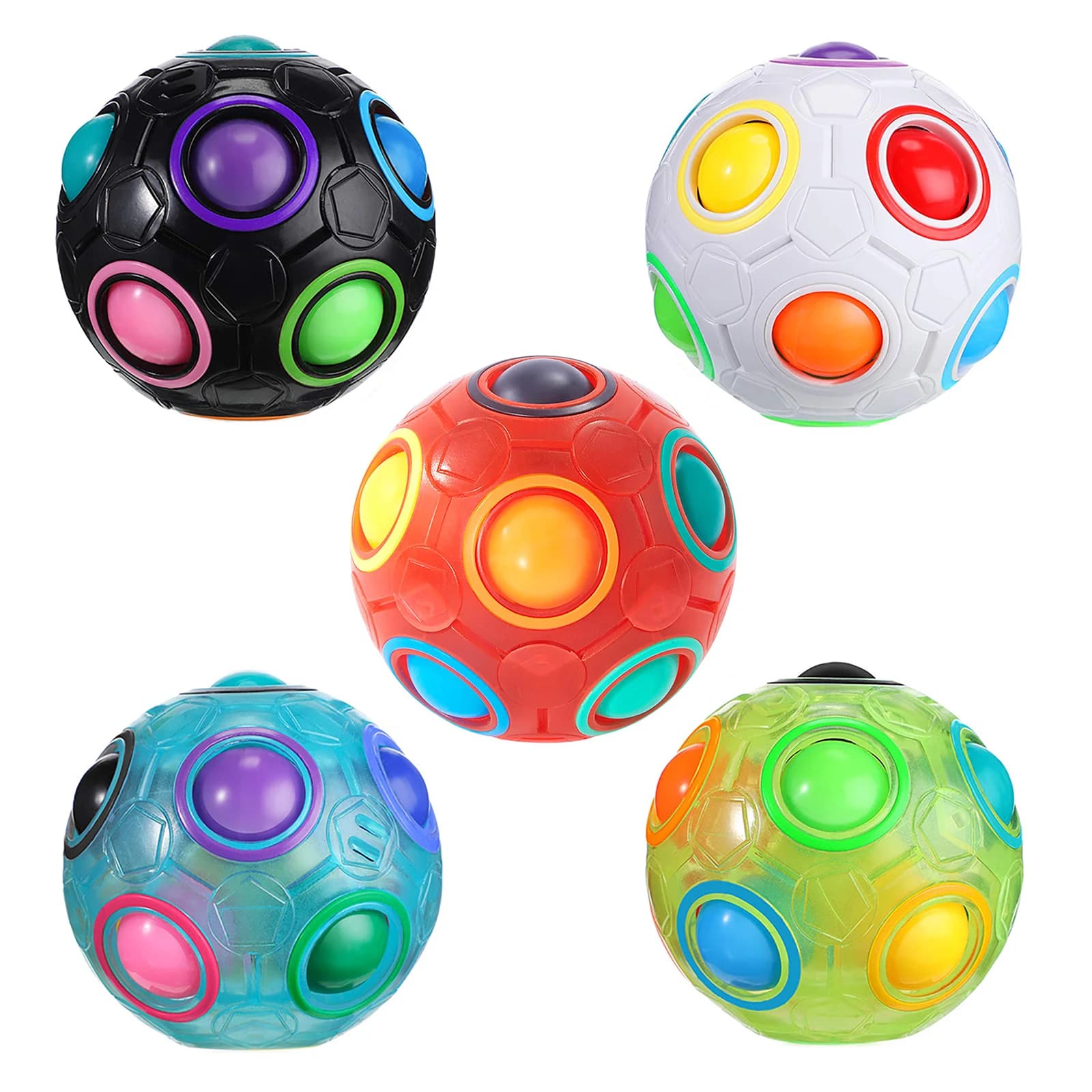 Puzzle a Sfera Arcobaleno, Cubo Magico, Giocattolo Antistress, Pallone da Calcio Luminoso 3D, Rompicapo Educativo per Bambini e Adulti