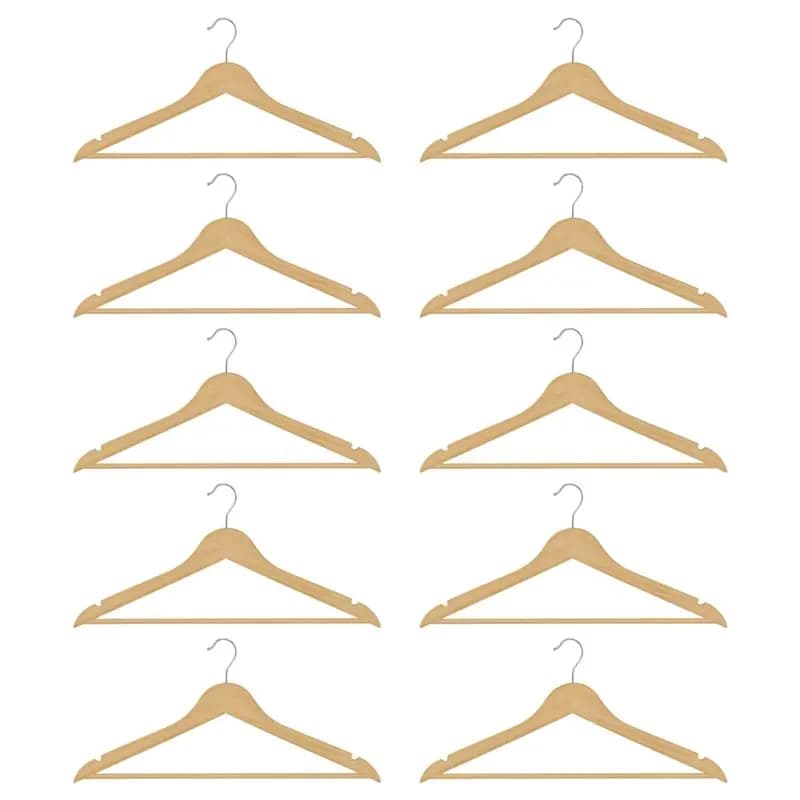 B08B-Ganci appendiabiti in legno, confezione da 10, per casa, senza cuciture, per vestiti da adulto, 360 ° Ganci Girevoli in Legno Massello