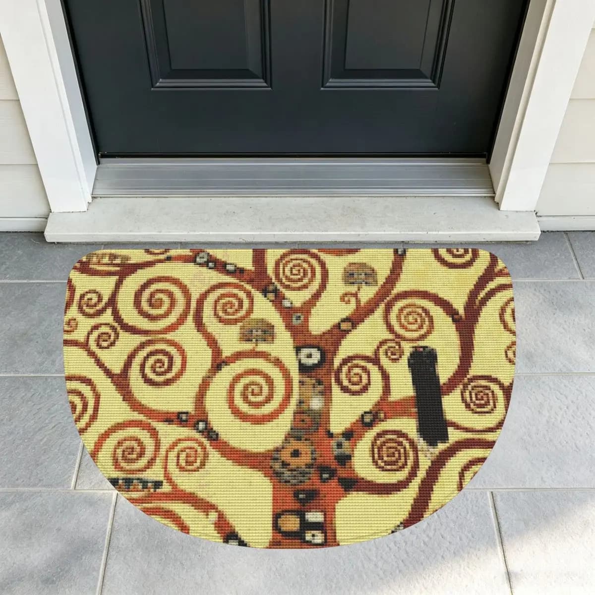 Tree Of Life Stoclet Frieze Gustav Klimt Soft Flannel Half Round Doormat Non Slip Bathroom Mat Absorbent Floor Carpet
