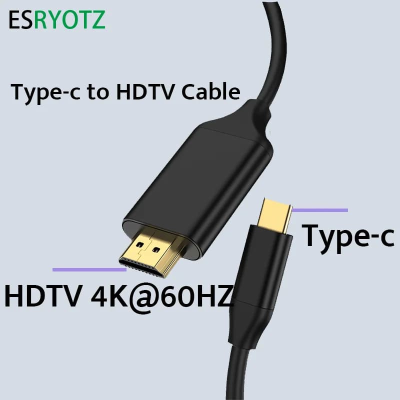 USB-C cable to HDTV 4K type C cable USB to HDMI compatible adapter 4k 60HZ ESRYOTZ for Apple Macbook pro Dell Lenovo