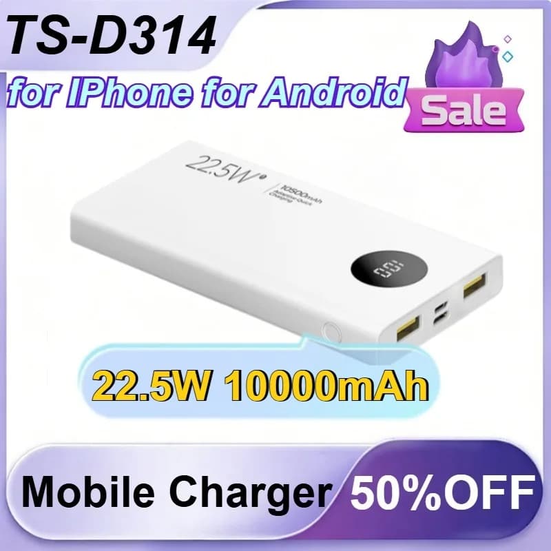 TS-D314 22.5W 10000mAh Power Bank Portatile Mini Batteria Esterna per iPhone e Android Ricarica Rapida