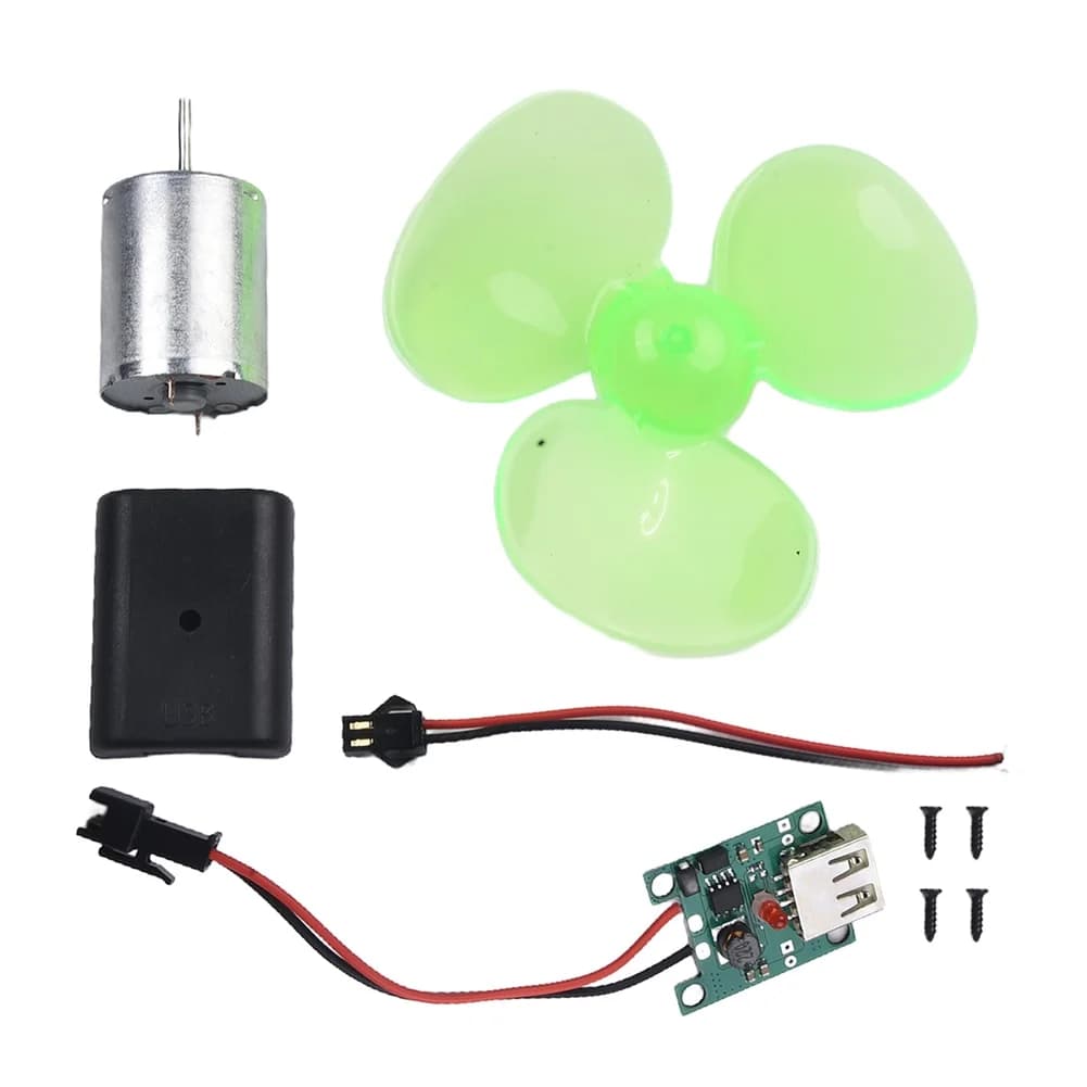 Kit Modello Didattico di Turbina Eolica con Pale Trasparenti Verdi, Motore Diametro 24,5mm, Altezza 34,2mm, Set Completo