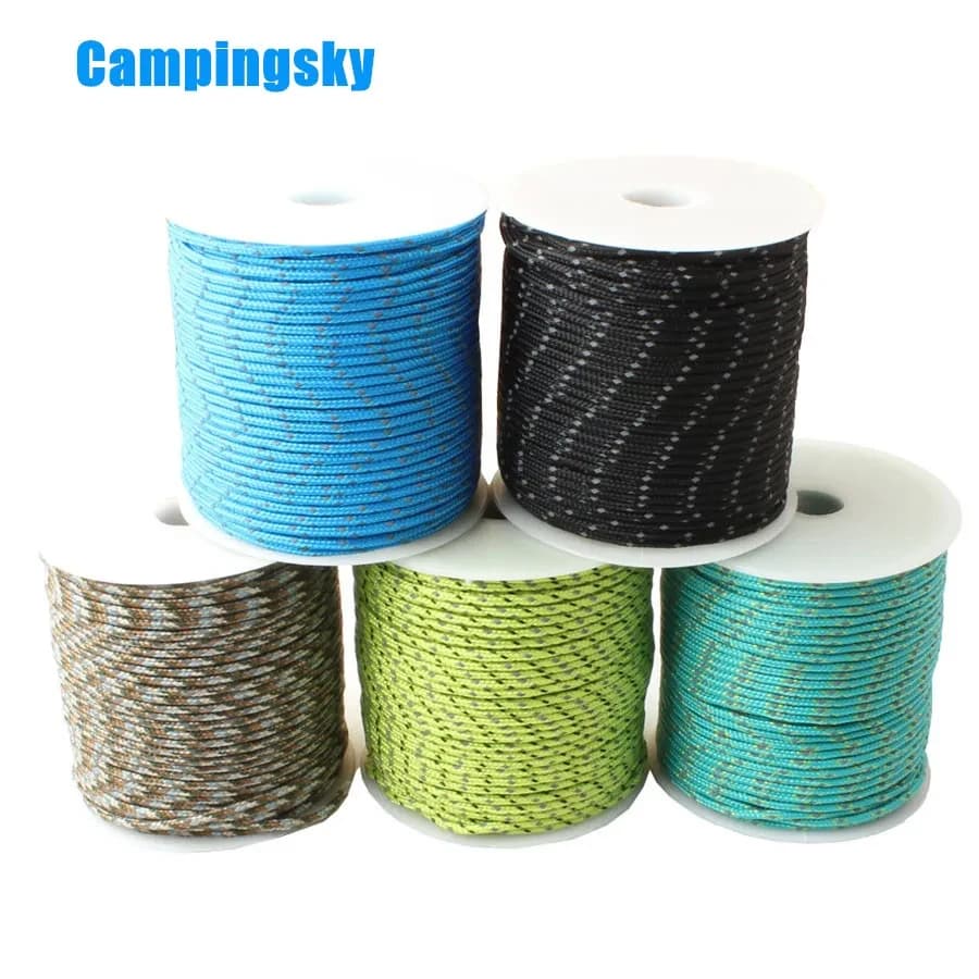 50M 2.5mm riflettente Paracord tenda corda da campeggio all'aperto tenda da sole corda paracadute cordino ombrello tenda Runner Guy Line