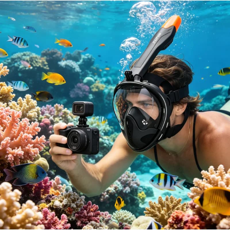 Maschera Professionale per Snorkeling Integrale, Occhialini Subacquei Antiappannamento per Bambini e Adulti