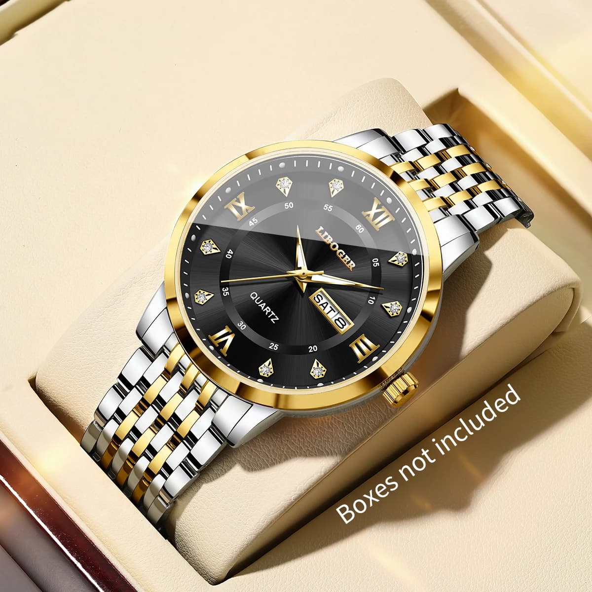 Orologi da uomo di lusso con quadrante Roma, cinturino in acciaio inossidabile, calendario da uomo, orologio da polso al quarzo, orologio da uomo (senza scatola)