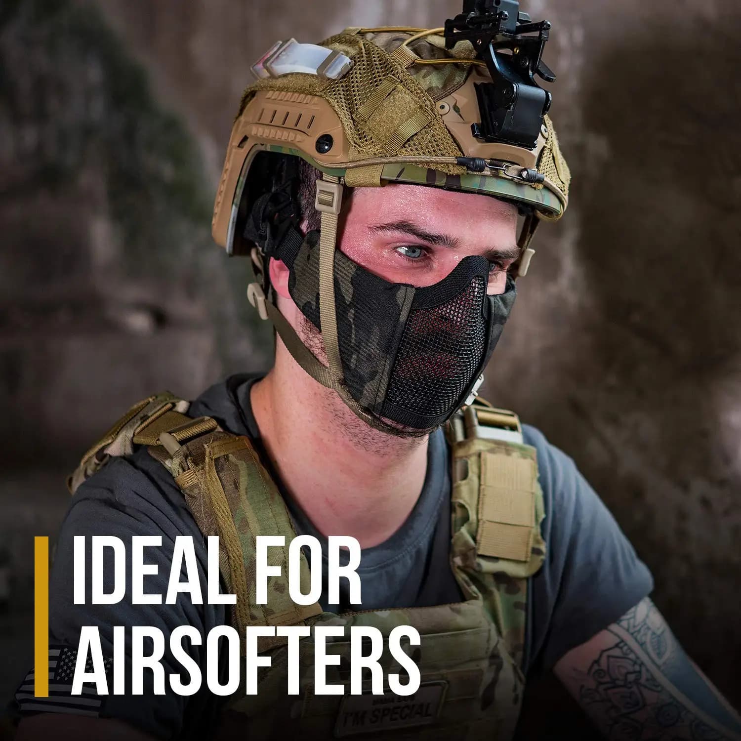 OneTigris Maschera Protettiva Pieghevole da 4,5 Pollici, Stile Militare, Comoda e Regolabile, per Protezione del Viso Inferiore