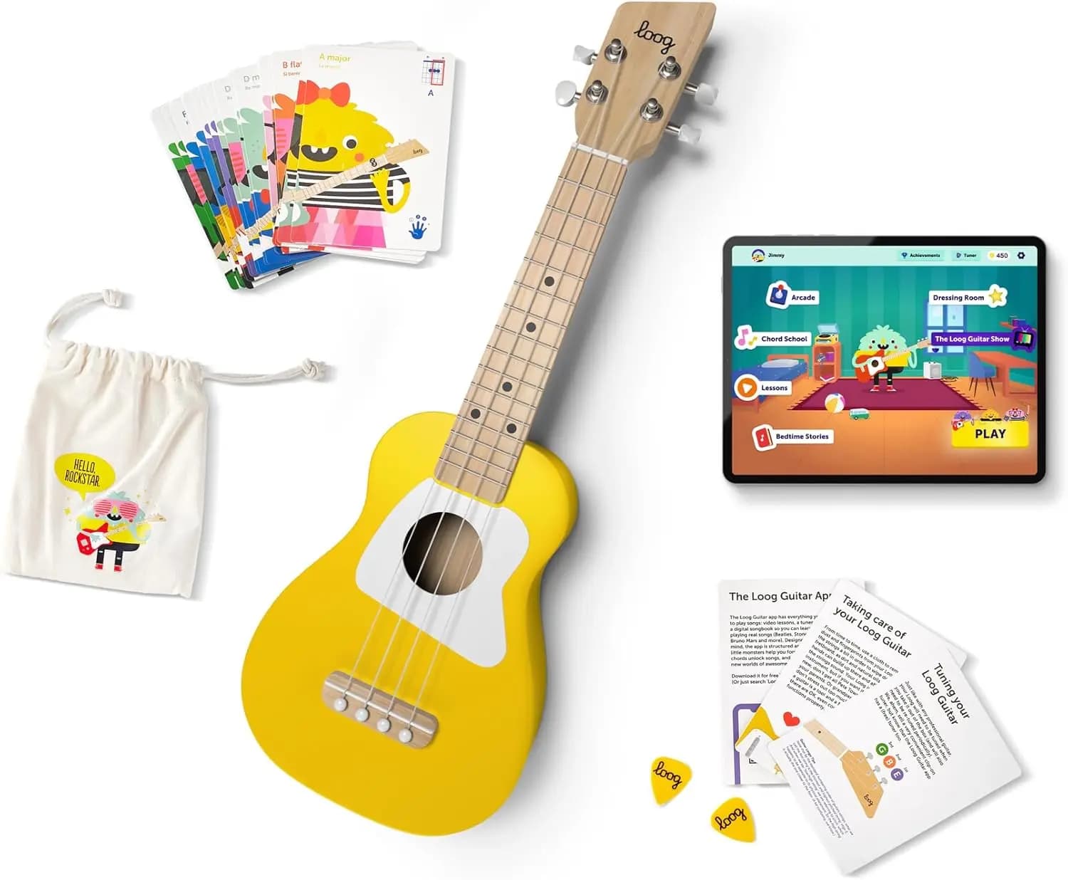 Soprano Ukulele for Kids and Beginners - Wood Construction, Includes App & Lessons, Suitable for All Ages, Yellow