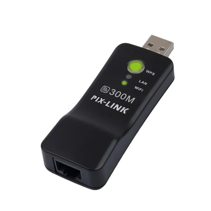 PIXLINK Adattatore WiFi universale USB wireless 300Mbps Porta RJ-45 Ripetitore ponte di rete Ethernet Cliente per la nuova Smart TV