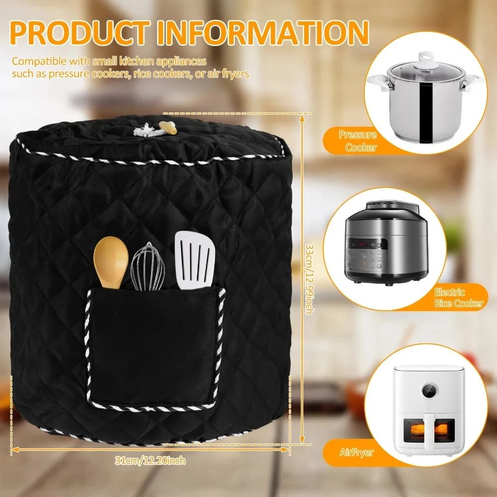 1/3Pcs Electric Pressure Cooker Cover Washable Kitchen Appliance Dust Cover with Pocket Foldable Air Fryer Cover 31x33cm