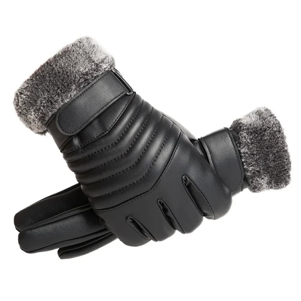 Men winter gloves in fur mouth insulating gloves in plush cotton gloves Touch Screen for outdoor cycling bike