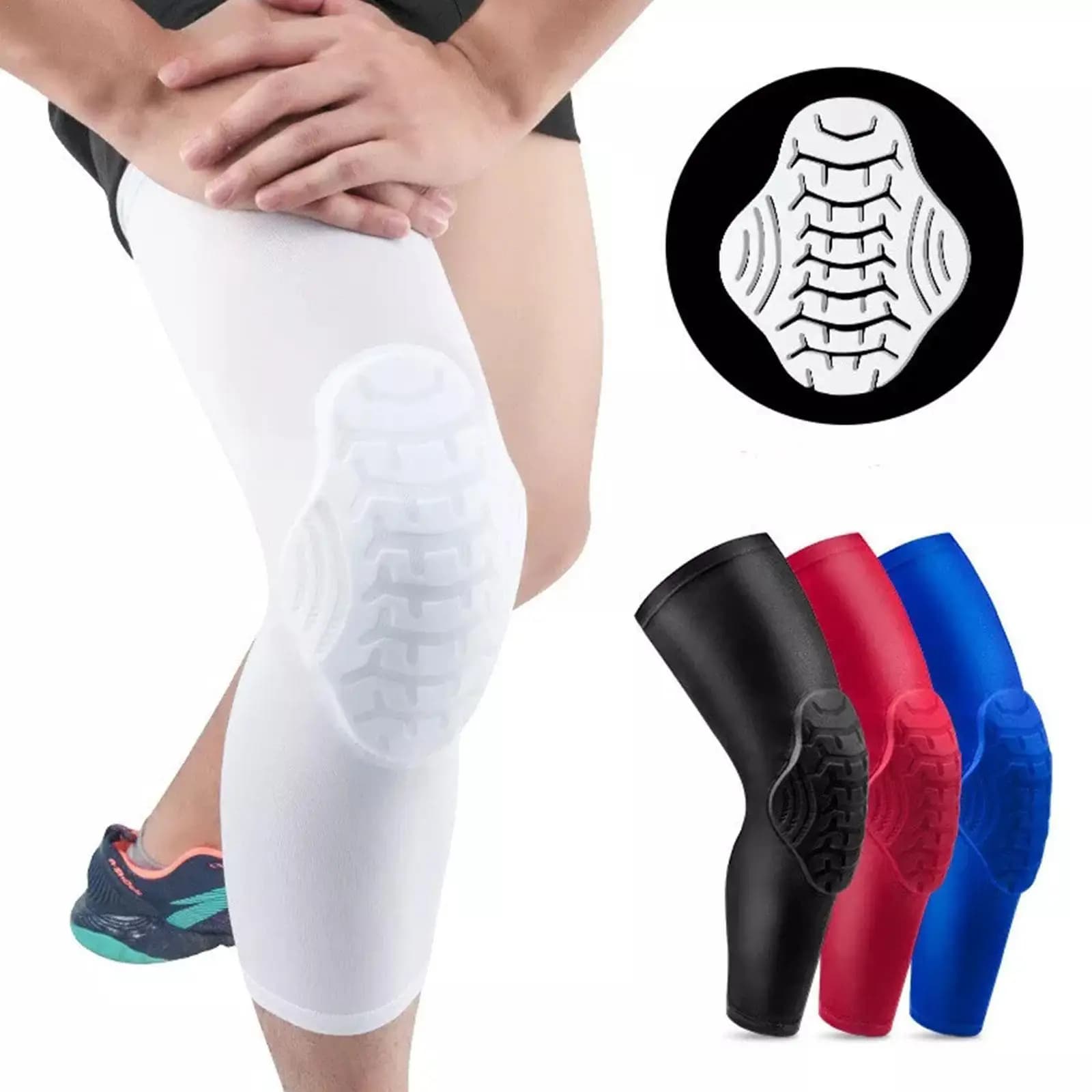 Supporto per ginocchio antiurto professionale a nido d'ape ginocchiere protettive per attrezzi sportivi fasciatura traspirante ginocchiera da basket 1 pz