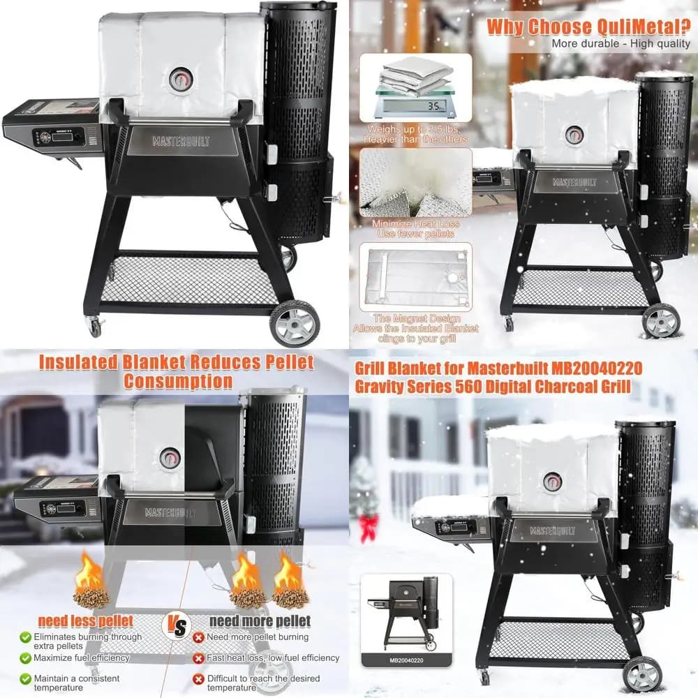 Masterbuilt 560 Coperta termica digitale per griglia a carbone e affumicatore - Ritenzione efficiente del calore per cucinare invernale