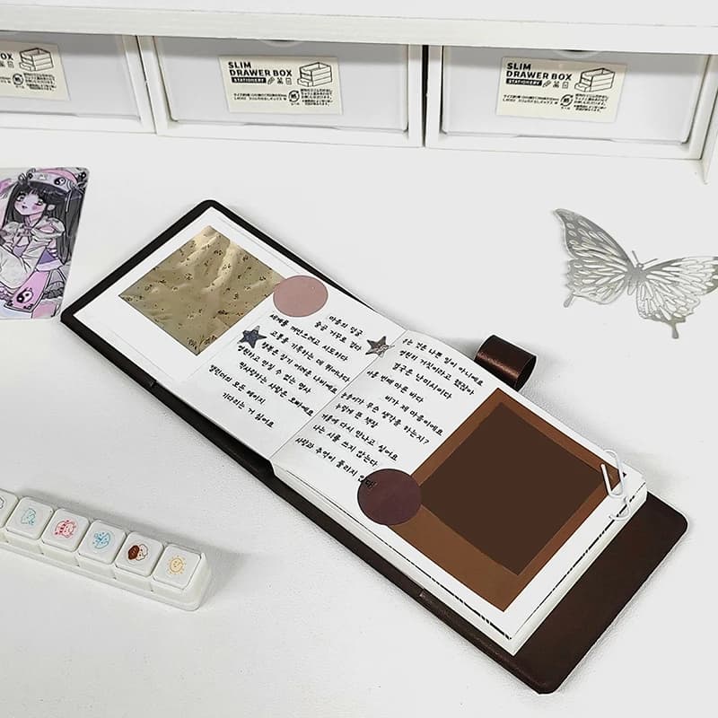 Taccuino Tascabile A7, Mini Agenda Color Caffè, Pianificatore Stile Giapponese, Diario Memo Kawaii, Cancelleria