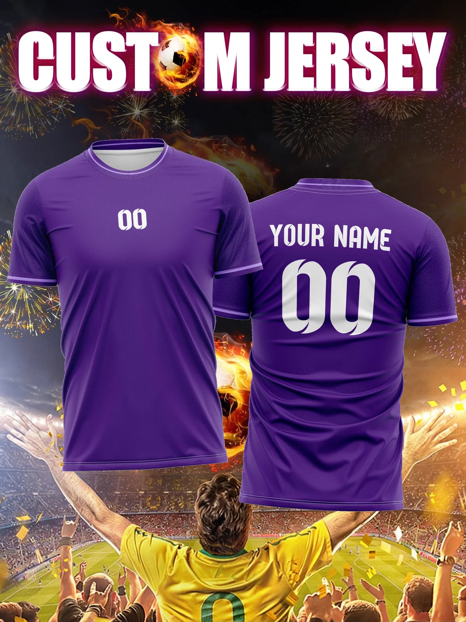 Custom Football Mesh with Picture, Number and Name, Slim Fit Football Kit for Boys, Breathable Clothing for Training and Competition