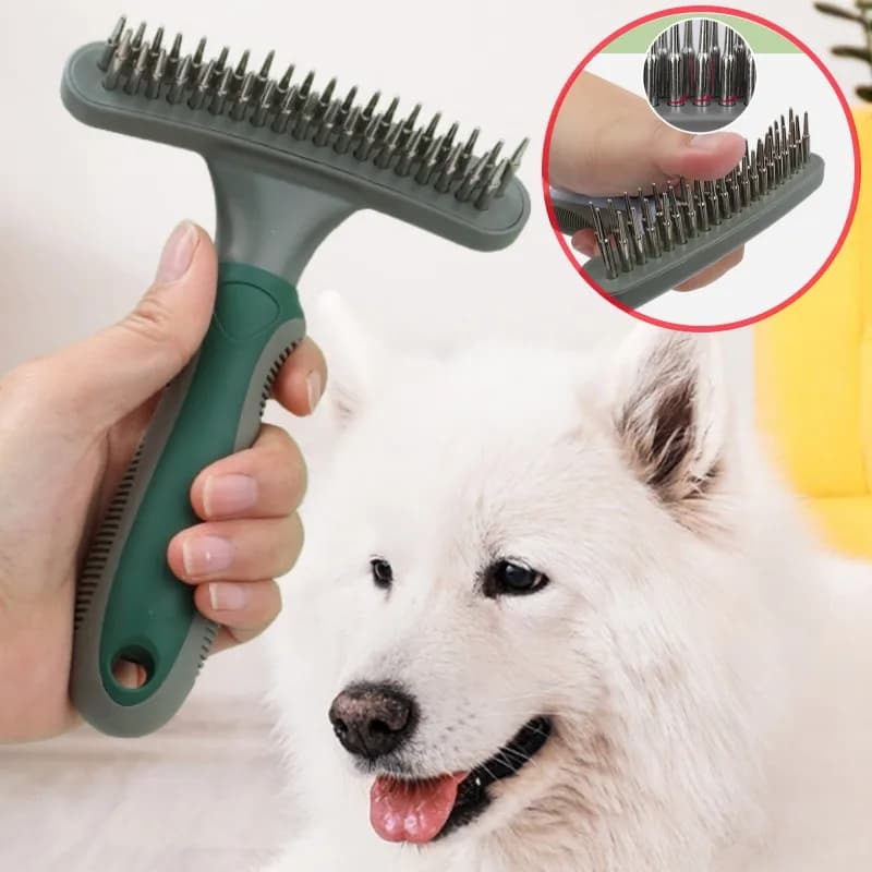 Pettine per cani Spazzola per cani a doppia denti Pettini in acciaio inossidabile per cani Nodo per capelli aperto Spazzola per toelettatura per animali Pettine per gatti Pettini per cani Forniture per animali domestici