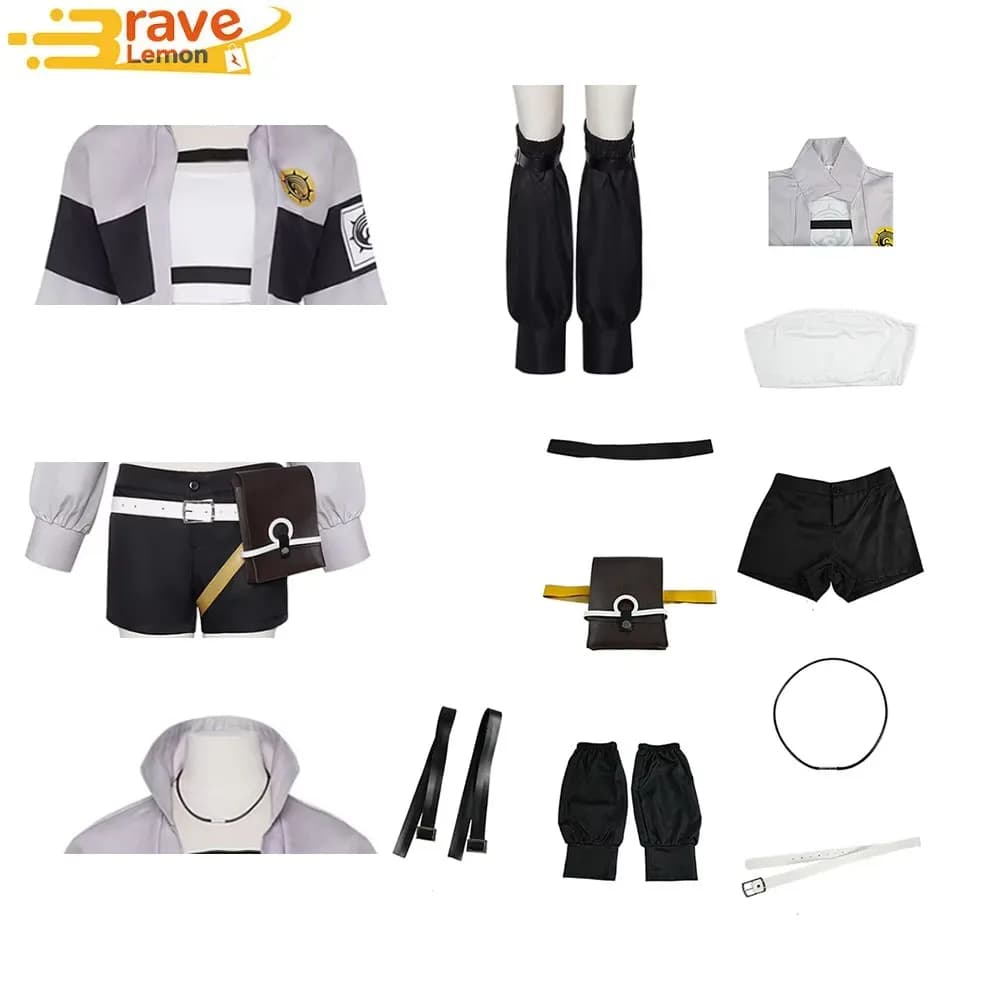 GACHIAKUTA Riyo Reaper Costume Cosplay Coat Shorts Necklace Wig for Women Girls Clothing Defraz Halloween Carnival Party