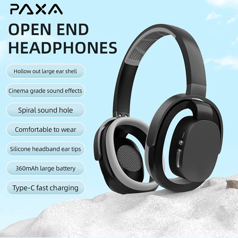 Cuffie over-ear PAXA Cuffie Bluetooth wireless Cancellazione del rumore Tempo di riproduzione 60 ore Audio ad alta risoluzione Chiamate HD Cuffie a bassa latenza