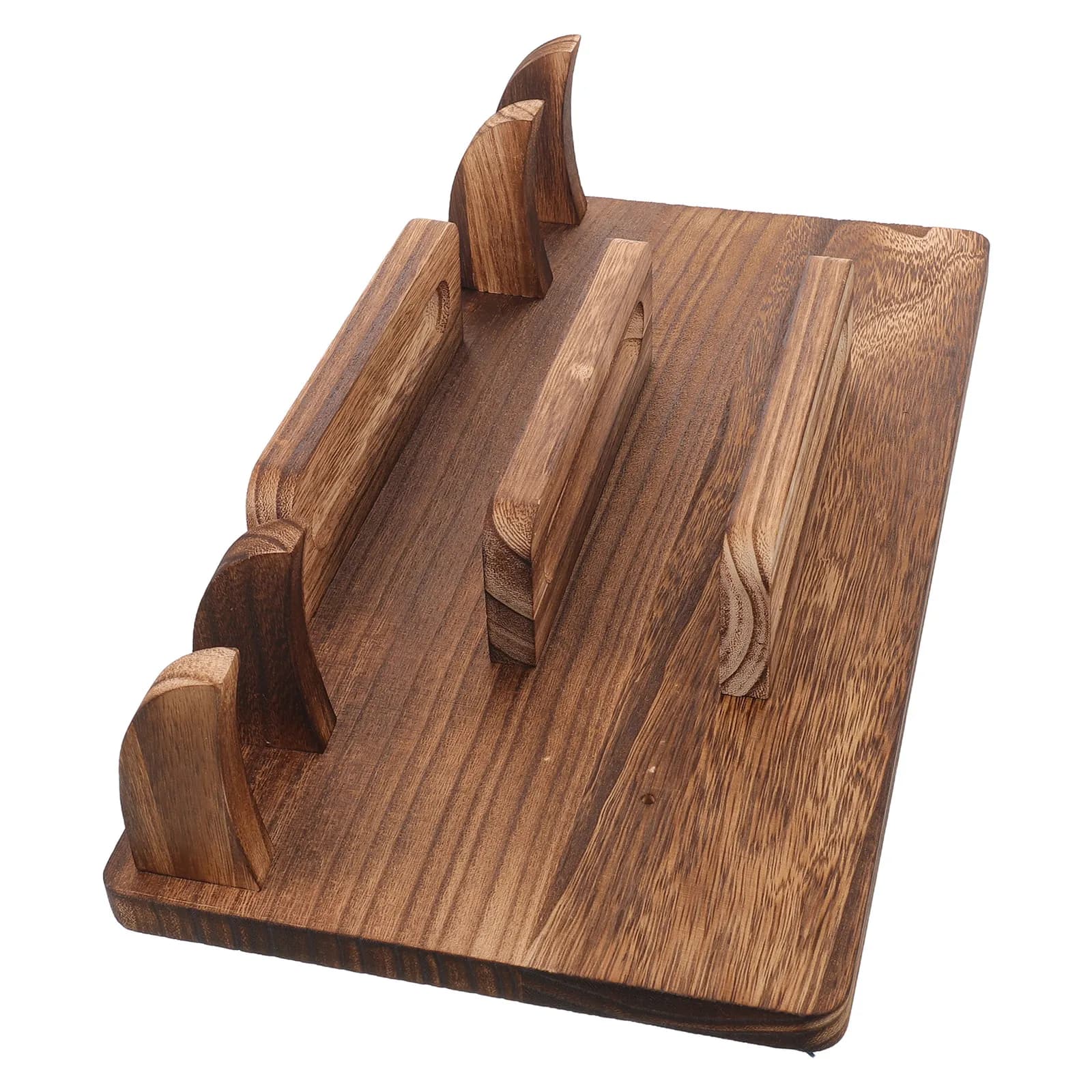 Porta Racchette da Ping Pong a 4 Livelli da Parete in Legno con Finitura Bruciata per 6 Racchette e 12 Palline, Supporto per Racchette da Tennis da Tavolo