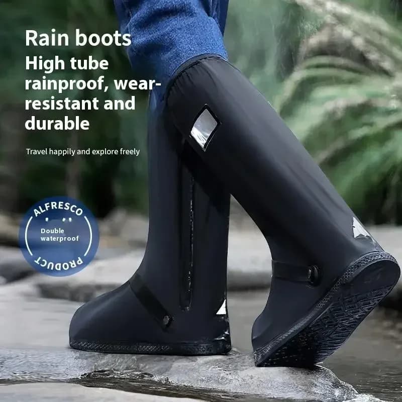 1 pair of high reusable waterproof black rain boots for bike cycling bike shoes to wear transparent dust cover