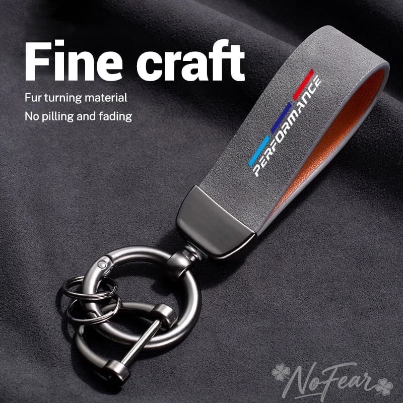 Scamosciata Leather Keyring for Auto, Anti-theft Pendant with BMW M Emblem for Models E46 E36 E34 F10 E90 F30 E60 F30 E53 E30 E92 E87