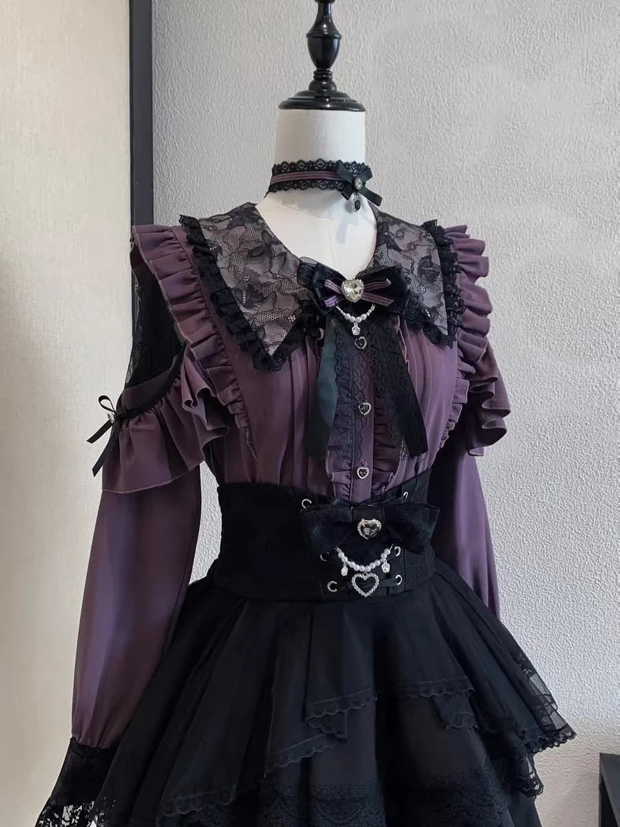 Camicetta Elegante da Donna 2026 in Stile Lolita Giapponese con Pizzo, Maniche Corte, Dolce, Carina, Slim, Casual, di Tendenza, per Tutti i Giorni