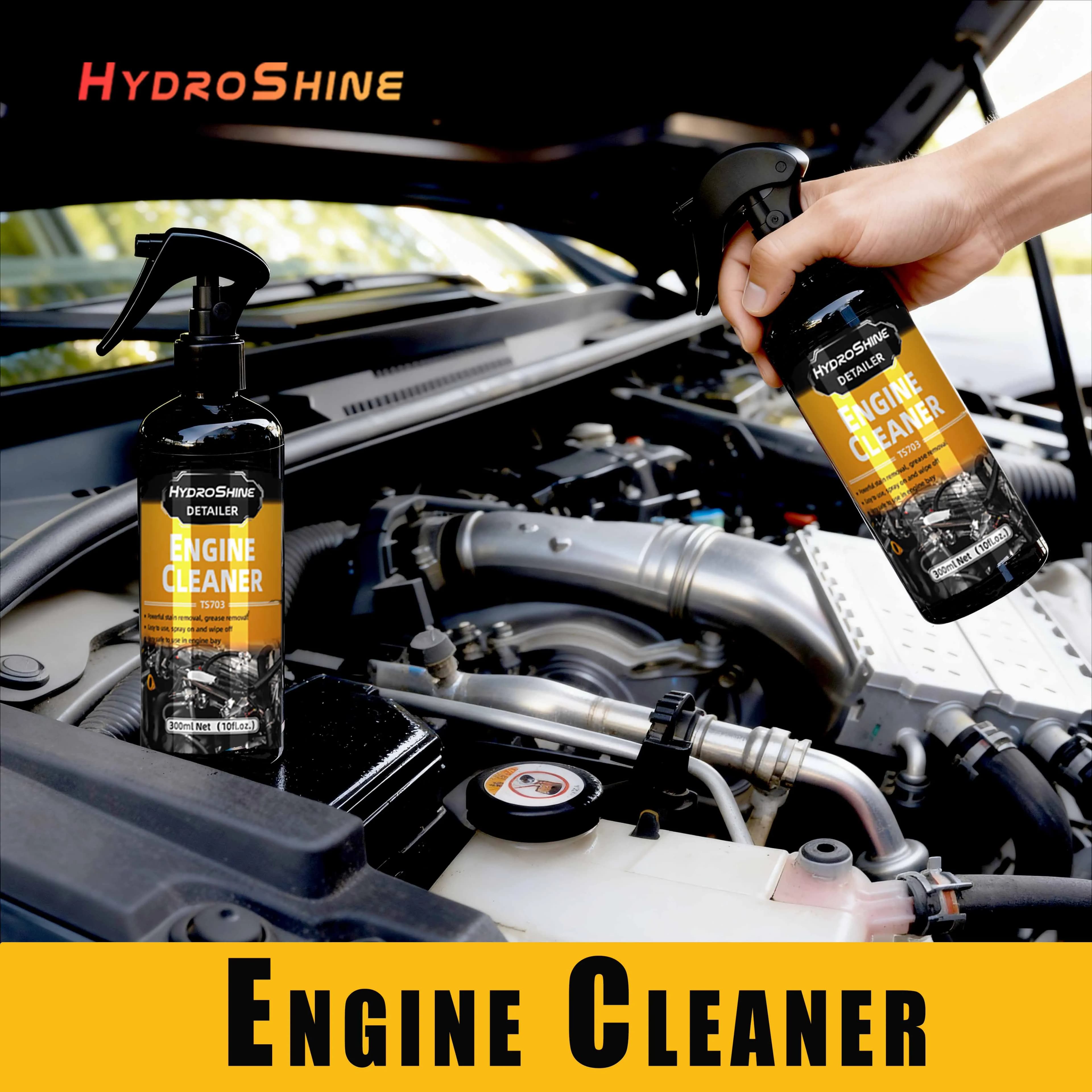 Hydroshine Detergente per vano motore Cura Spray pulito per polvere di olio pesante per motore per auto Potente strumento per la pulizia del vano decontaminante