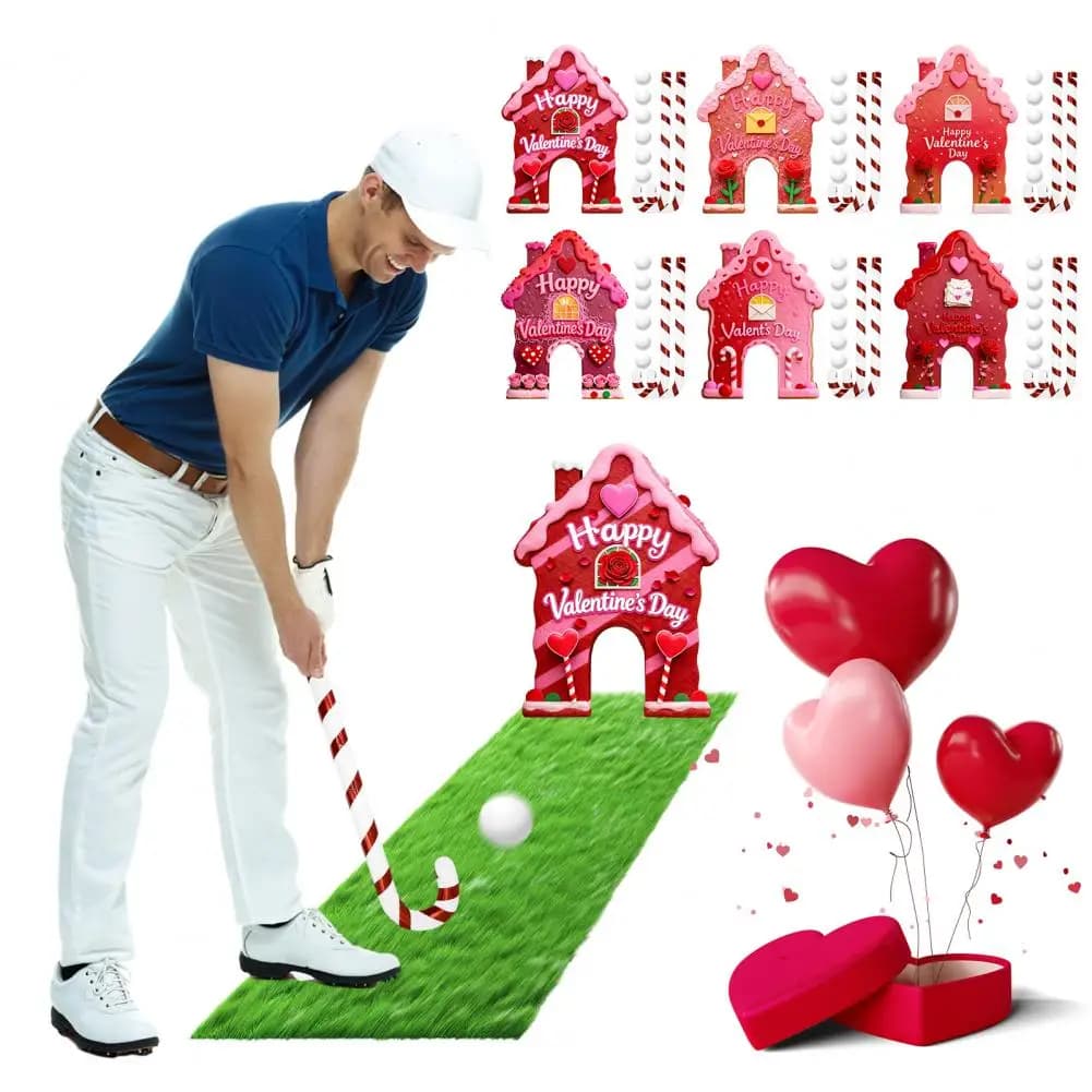 Set da golf in pan di zenzero Decorazione da golf natalizia Set da gioco mini golf in pan di zenzero con mazze di bastoncini di zucchero Palline Festa di Natale al coperto