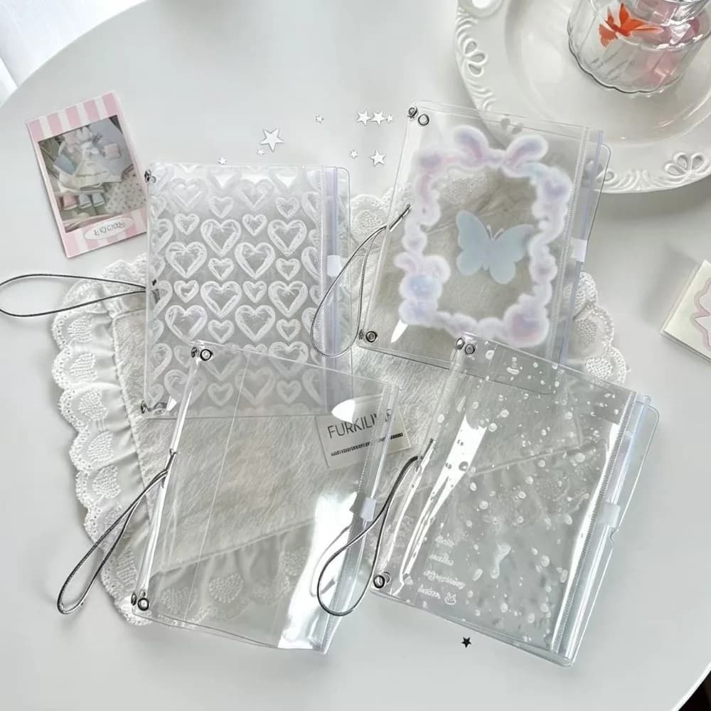 Durable PVC TN Notebook Cover Polka Dots Print with Zipper Pocket Travel Notebook Sleeve Clear Passport Holder