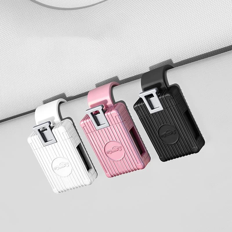 Porta occhiali da sole per visiera parasole per auto stile bagaglio per accessori interni auto Porta occhiali da sole per auto