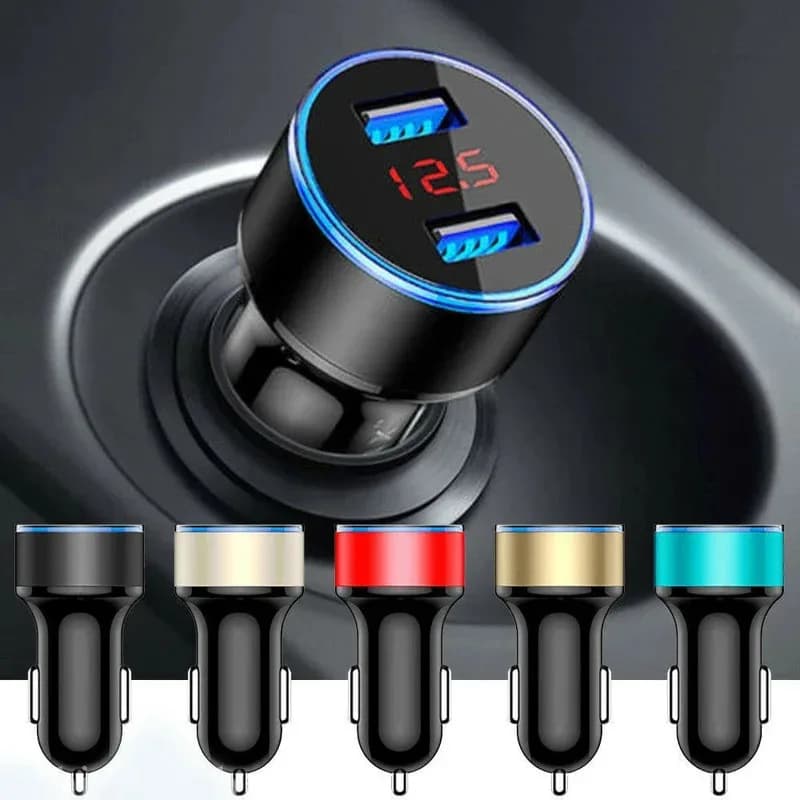Caricabatterie per auto da 1/2 pezzi per accendisigari, adattatore USB, caricabatterie per cellulare, doppio USB, voltmetro con display digitale, ricarica rapida