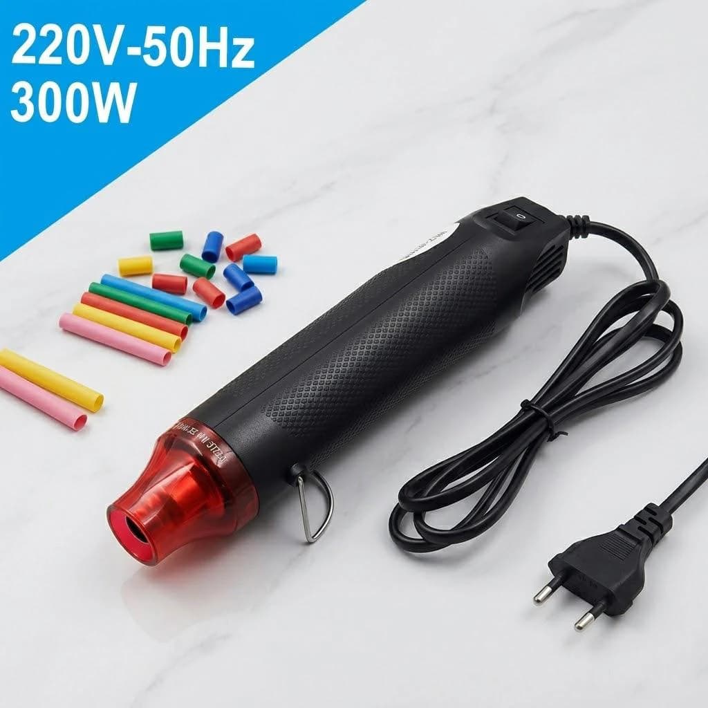 Pistola ad Aria Calda 300W 110V 220V con Temperatura Regolabile, Strumento Termico con Supporto e Ugello per Termoretrazione, Saldatura PVC, Artigianato, Riparazioni Fai-da-te