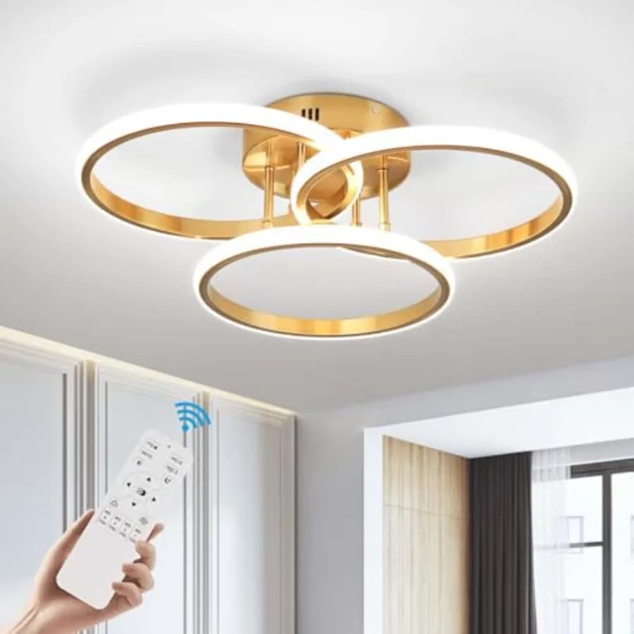 Plafoniera Moderna a 3 Anelli Dimmerabile con Telecomando, Illuminazione a Soffitto a Montaggio Incassato