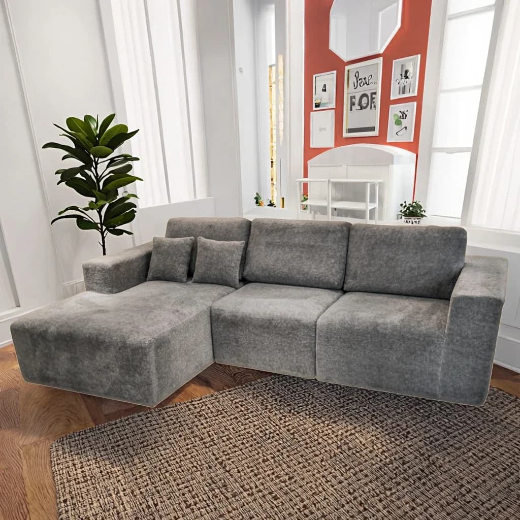 Modern Luxury Living Room Convertible Modular Sofa Sectional Set Removable Cover Corduroy Compression Lazy Design Soft Fabric